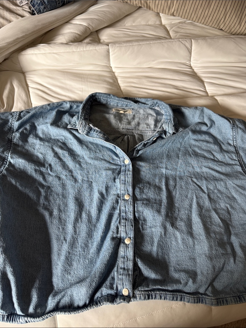 EUC Madewell Denim Side-Tie Button Down Short Sleeve Shirt | Women’s Plus XXL